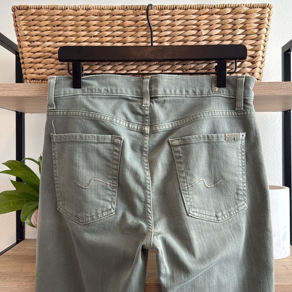 7 For All Mankind Luxe Performance Slimmy Mid-Rise Green Slim Striaght Jeans, 29 - Picture 6 of 10